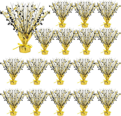 Crowye 18 Pieces Metallic Foil Spray Centerpiece Party Star Table Decoration Burst Metallic Table Centerpieces for Birthday Party Season Holiday (Black Gold)