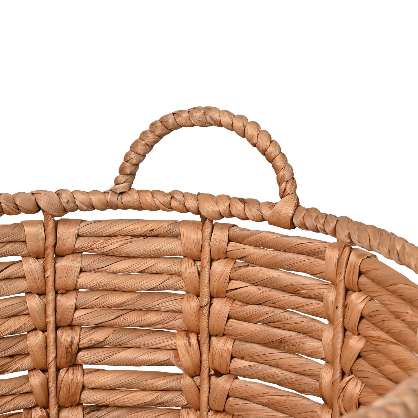 happimess Laurel Hand-Woven Abaca Storage Basket 19", Natural/White