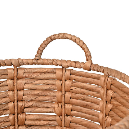 happimess Laurel Hand-Woven Abaca Storage Basket 19", Natural/White