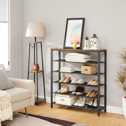 VASAGLE 6-Tier Shoe Rack, Shoe Organizer for Closet, Entryway, 24-30 Pairs of Shoes, Large Shoe