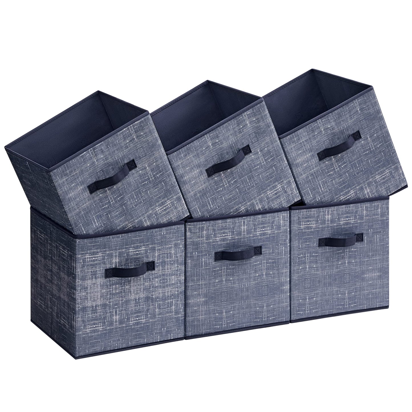 SONGMICS Storage Cubes, 13-Inch Non-Woven Fabric Bins with Double Handles, Set of 6, Closet