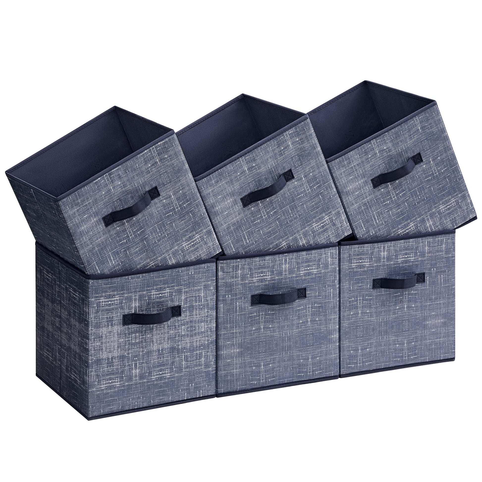 SONGMICS Storage Cubes, 13-Inch Non-Woven Fabric Bins with Double Handles, Set of 6, Closet