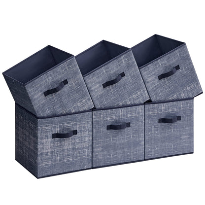 SONGMICS Storage Cubes, 13-Inch Non-Woven Fabric Bins with Double Handles, Set of 6, Closet