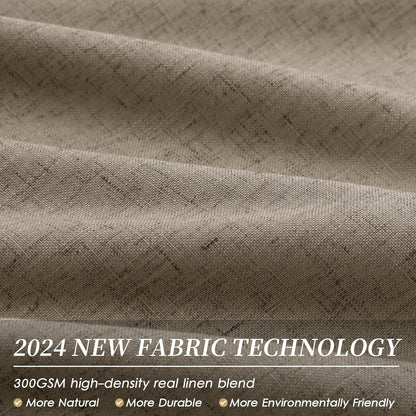 BOODII Room Darkening Curtains Matcha Brown Black Out Curtains 96 Inches Long 2 Panel Set Back Tab Neutral Linen Curtain for Sliding Door Modern Farmhouse Living Room Blackout Drapes Soundproof 52x96