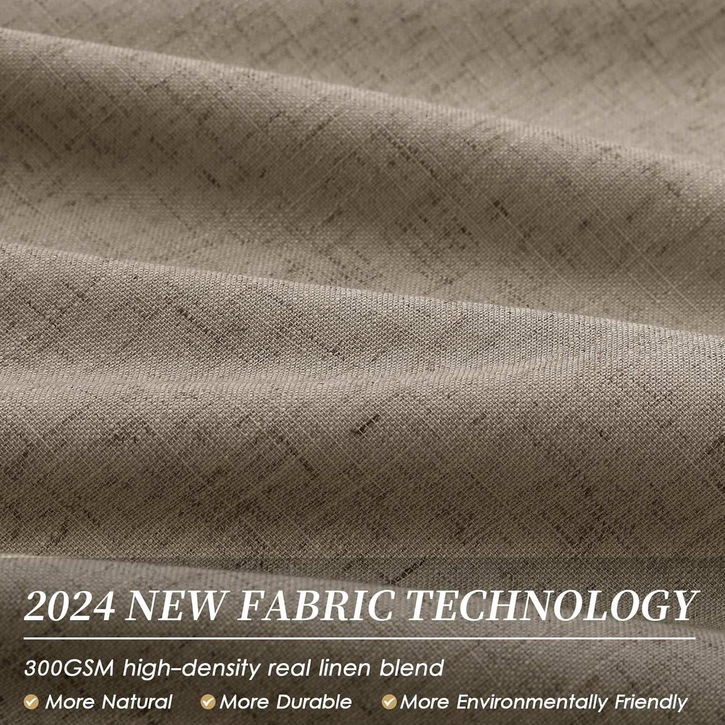 BOODII Matcha Brown Linen Blackout Curtains for Bedroom 84 Inch Length 2 Panels Set Room Darkening Curtains Black Out Curtain Neutral Thermal Insulated Living Room Winter Window Drapes Back Tab 52x84