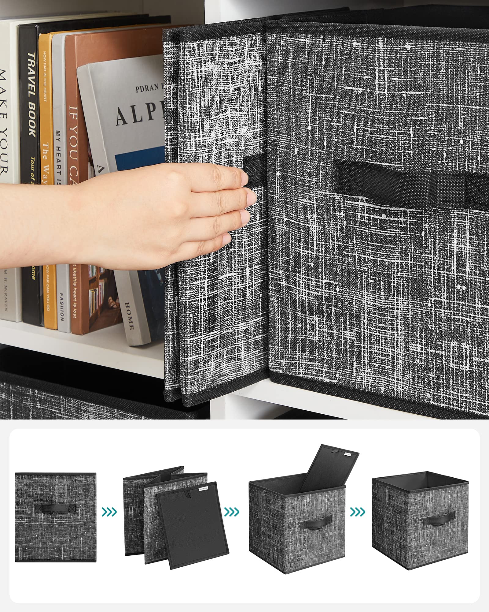 SONGMICS Storage Cubes, Set of 6, 11-Inch Foldable Closet Organizers