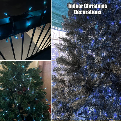 HISHINY Christmas Lights 100 Count Blue Christmas Tree String Lights with Green Wire for Outdoor Indoor Christmas Decorations Wedding Decorations Valentines Day Decor,UL Certified (21feet)