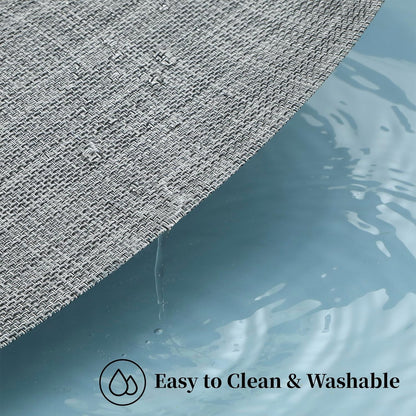 Leetaltree Linen Grey Placemats Set of 4 - Heat Resistant Non-Slip Place mats for Dining Table, Washable Durable PVC Vinyl Woven Table Mats（Linen Grey, 4）
