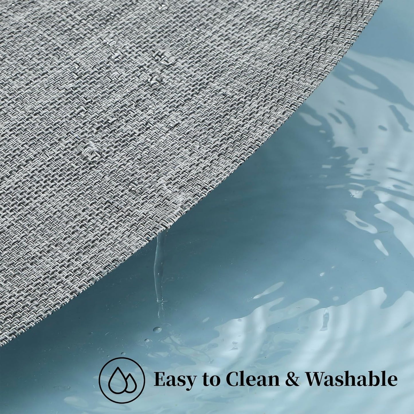 Leetaltree Linen Grey Placemats Set of 6 - Heat Resistant Non-Slip Place mats for Dining Table, Washable Durable PVC Vinyl Woven Table Mats（Linen Grey, 6）