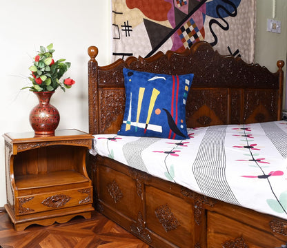 Kandinsky Abstract Pillow Cover - Blue | Modern Throw Pillows | Contemporary Chair Pillow | Modern Farmhouse Pillows | Modern Couch Pillow | Needlepoint Accent Cushion | Size 18x18