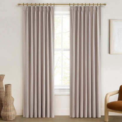 Farmhouse Style 95 Inch Curtains for Living Room Drapes, Pinch Pleated Linen Blackout 8ft Earthy Curtain Heat Blocking Blackout Window Treatment 2 Burg Panels Sunroom/Patio Sliding Door (40Wx95L)