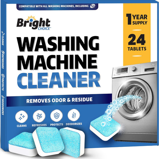 Washing Machine Cleaner Tablets 24 Pack - Deep Cleaning Tablets for Front & Top Load, Works With HE
