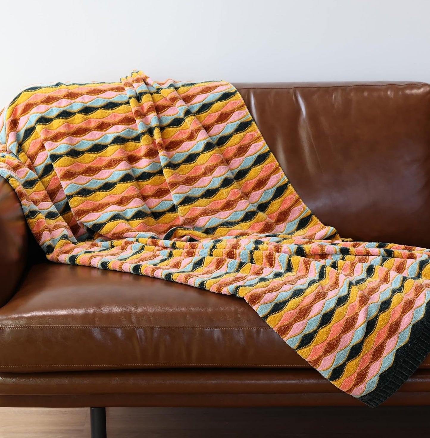 Soft Chenille Yarn Throw 36"x48", Handmade Knit Throw Blanket, for use in All Seasons, Soft Cozy Warm Knitted Blanket for Bed Sofa, Couch Chair, Living Room(1.15Ib)