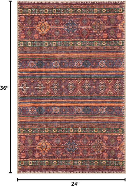 Keen Home Design 2x3 Rug - Machine Washable Entry Rug with Non-Slip Backing, Ideal for Enteryway, Kitchen, Bathroom, Laundry Room - Vintage, Easy Clean, Durable, Low Pile Rug - (2' x 3')