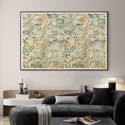 SIGNWIN 46"x72" Extra Large Framed Wall Art Vintage Botanical Floral with Golden and Teal Leaves, Elegant Nature Illustration for Home Living Room Bedroom Decor (Frame Assembly Required)
