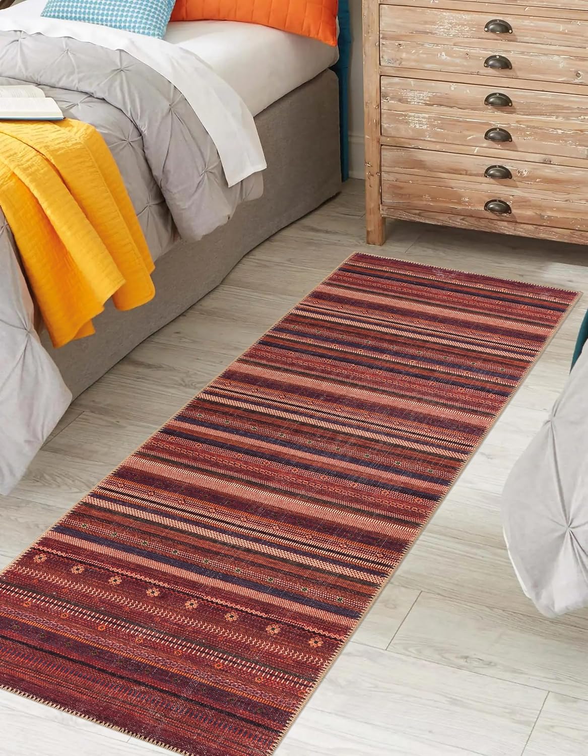 Keen Home Design 2x10 Rug - Machine Washable Runner with Non-Slip Backing, Ideal for Hallway, Entryway, Kitchen, Laundry Room - Vintage, Easy Clean, Durable, Low Pile Rug - (2'6" x 10')