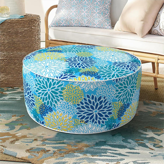 Inflatable Ottoman Stool D21 xH9 for Outdoor/Indoor Use, Water Repellent Patio Foot Rest Stool with