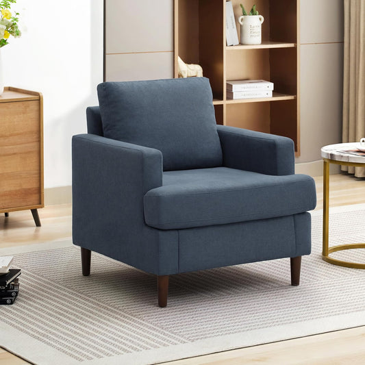 Mid-Century Accent Chair,Modern Linen Fabric Armchair for Living Room,Comfy Upholstered Reading