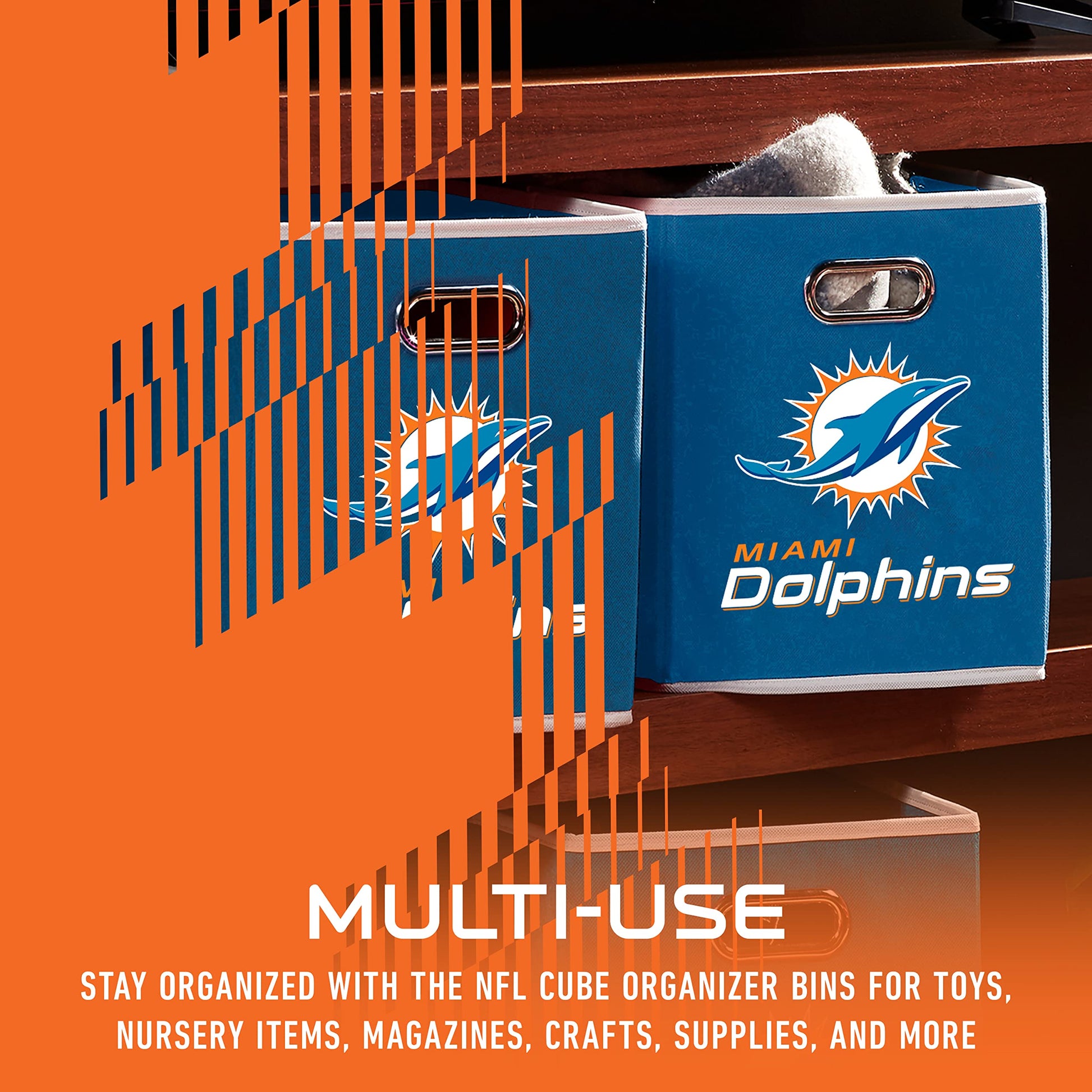 Franklin Sports NFL Miami Dolphins Collapsible Storage Bin