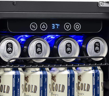 Newair 24" Wine and Beverage Refrigerator 20 Bottle and 70 Can Capacity, Built-in or Freestanding Cooler, Dual Zone Fridge in Stainless Steel with Splitshelf