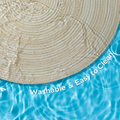 Leetaltree Round Placemats Heat and Slip Resistant Cotton Table Mats, Washable Bohemian Placemats for Dining Tables (White Beige, Set of 12)