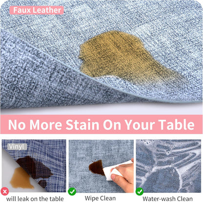 Maxpearl Faux Leather Placemats Set of 4, Waterproof - Wipe Clean - Heat Resistant - Anti Slip Dining Table Place Mats, Suitable for Indoor & Outdoor Use, 17’’×12’’, Blue