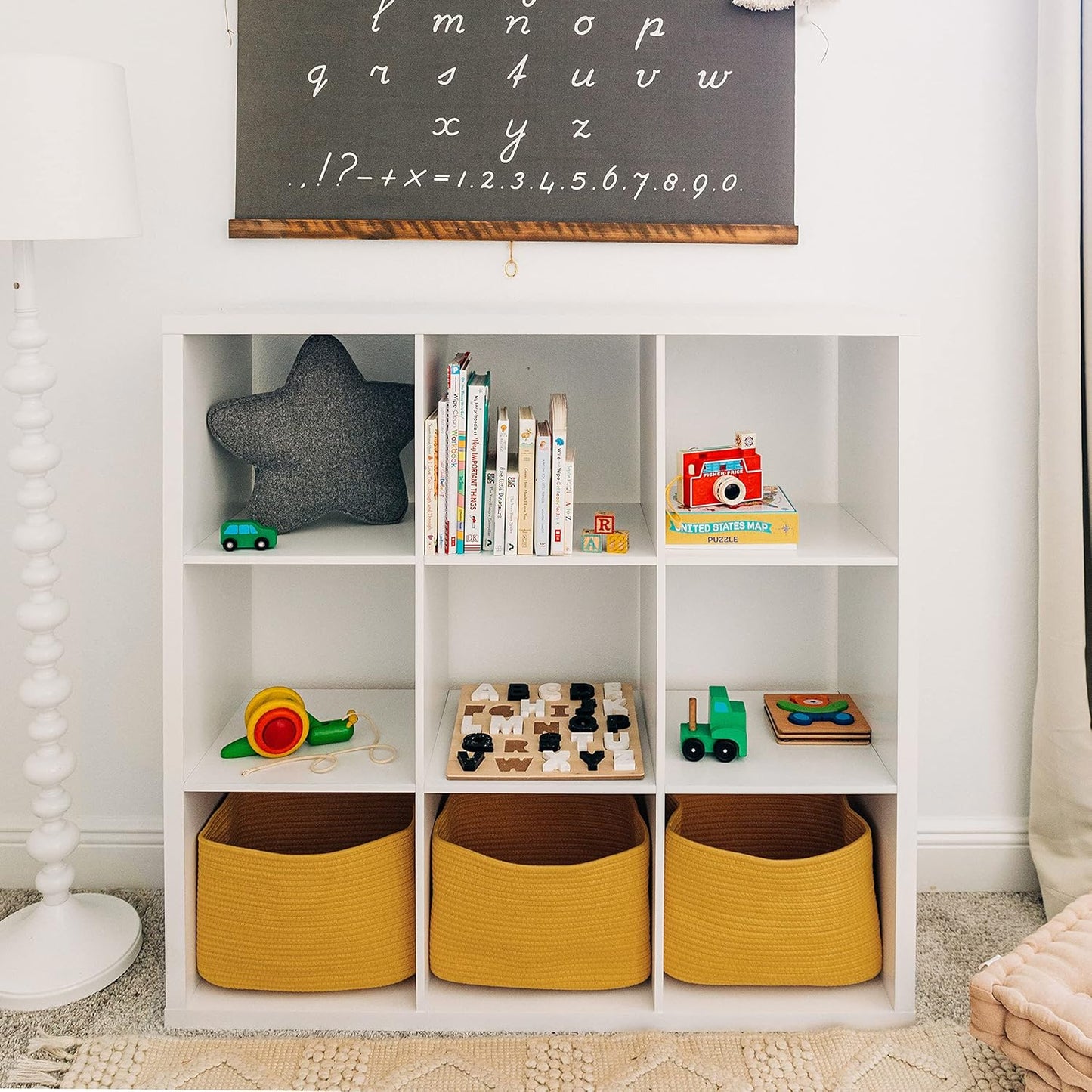 OrganiHaus Woven Storage Baskets for Organizing, Cotton Rope Organizer Bins for Shelves, Closet & Nursery, Dog Toy Basket, Decorative Bins for Toys, Towels & Books - 15x10x9, Orange