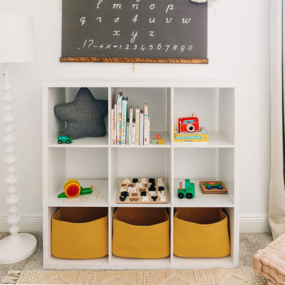 OrganiHaus Woven Storage Baskets for Organizing, Cotton Rope Organizer Bins for Shelves, Closet & Nursery, Dog Toy Basket, Decorative Bins for Toys, Towels & Books - 15x10x9, Orange