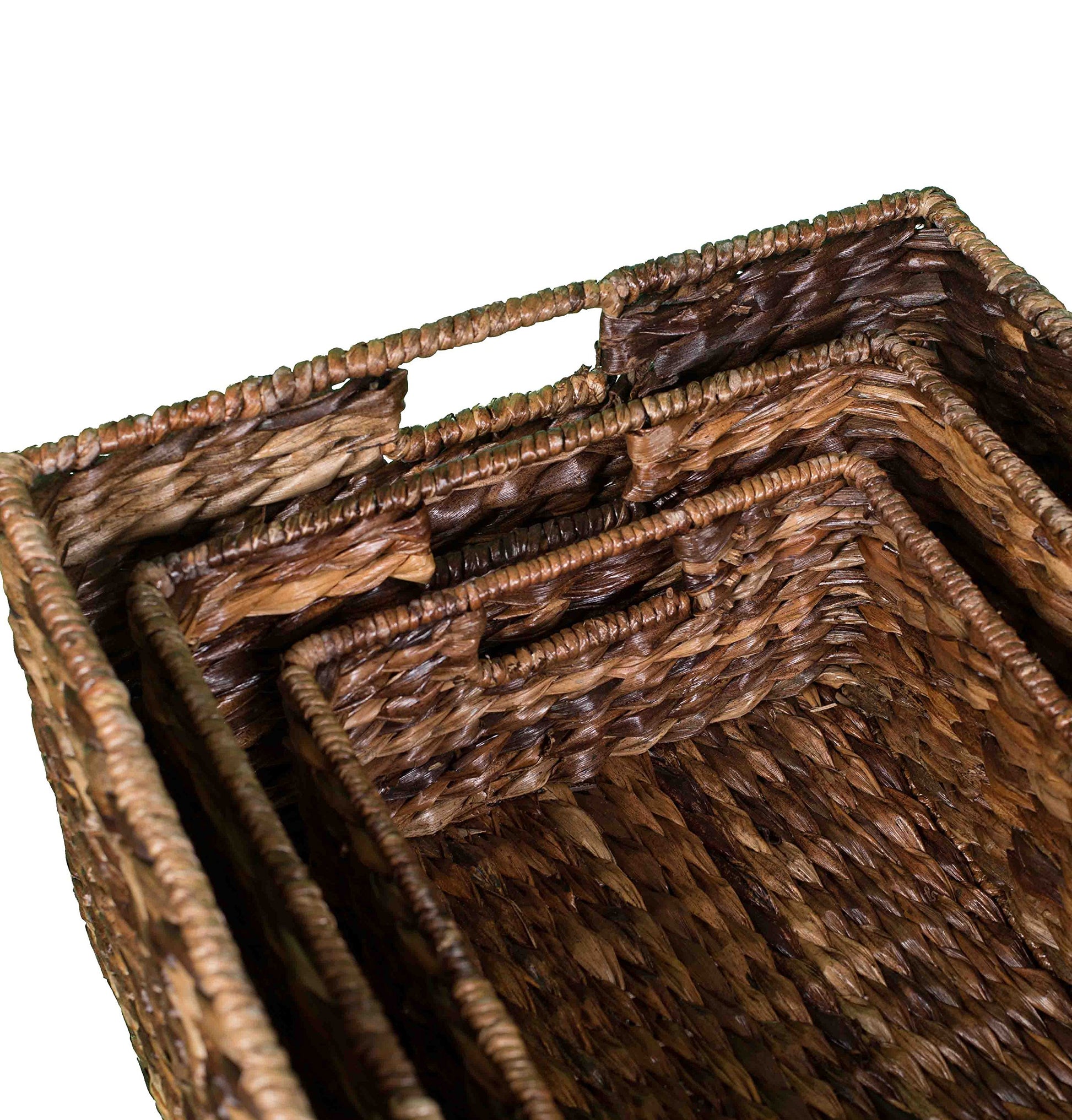 BIRDROCK HOME Abaca Nesting Baskets Set of 3 - Handwoven Storage Baskets w/Handles - Box Organizer