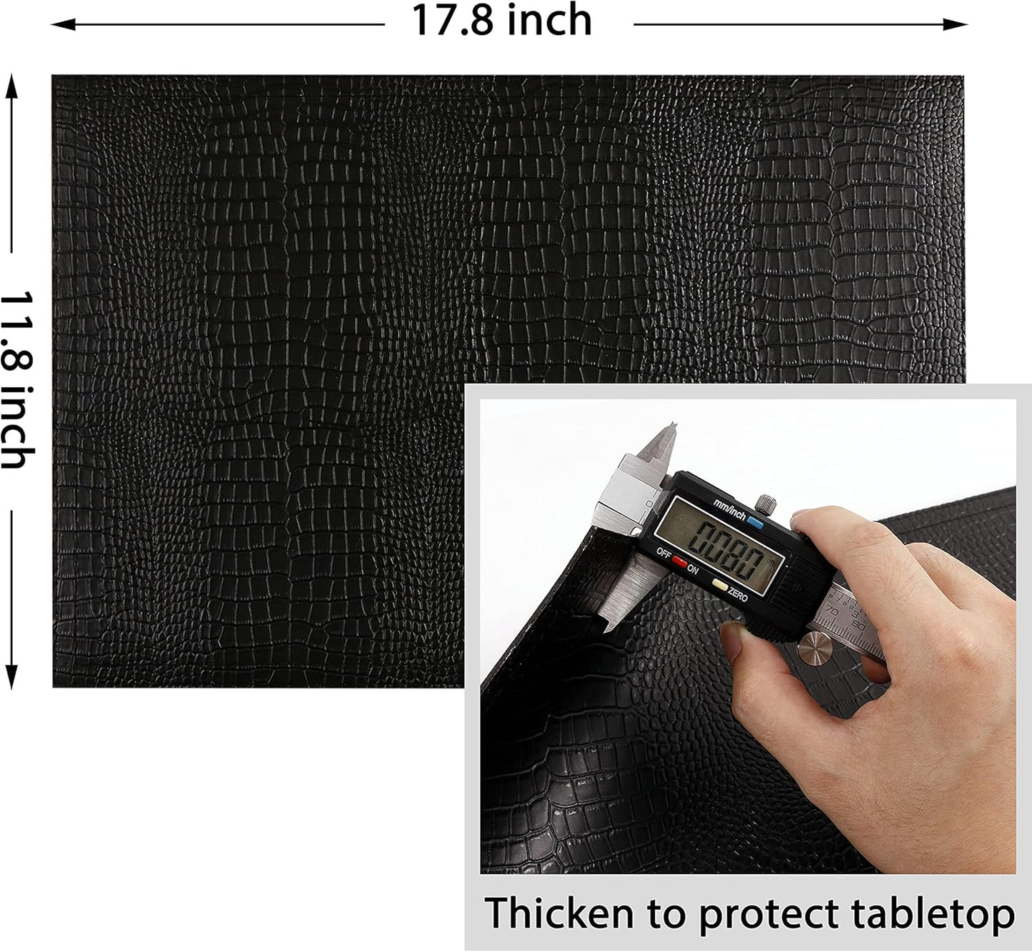 Faux Leather Hardboard Placemats, Set of 6 PU Table Mats, Easy to Clean, Heat & Stain Resistant for Office Conference Table,Dining Home Decor