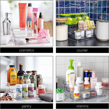 SIMPLEMADE 3-Tier Spice Rack Organizer - Versatile Storage Shelf for Kitchen, Bathroom, Bedroom & Office, Set of 2, Clear