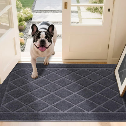 JSEI Dirt Trapper Door Mat 36"x60", Non-Slip Washable Entryway Mats, Dog Door Mat, Stain Resistant and Absorbent Floor Mats, Low Profile Welcome Mat for Front Back Door, Dark Grey