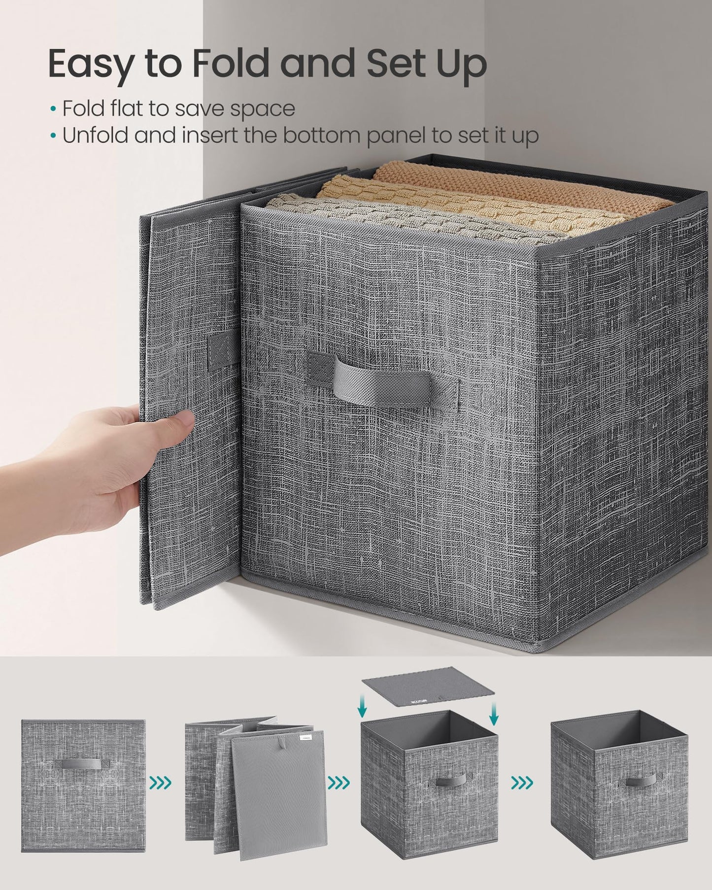 SONGMICS Storage Cubes, Set of 10, 11-Inch Foldable Closet Organizers