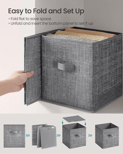 SONGMICS Storage Cubes, Set of 10, 11-Inch Foldable Closet Organizers