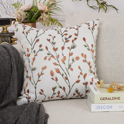 YOUR SMILE Classical Embroidery Jacquard Orange Square Decorative Throw Pillow Case Cushion Cover 18x18 inch