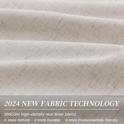 BOODII Full Blackout Curtains 90 Inches Long Room Darkening Curtain for Bedroom Sliding Door Thermal Insulated Black Out Curtains & Drapes Sand Beige Neutral Linen 2 Panels Set Back Tab 52x90