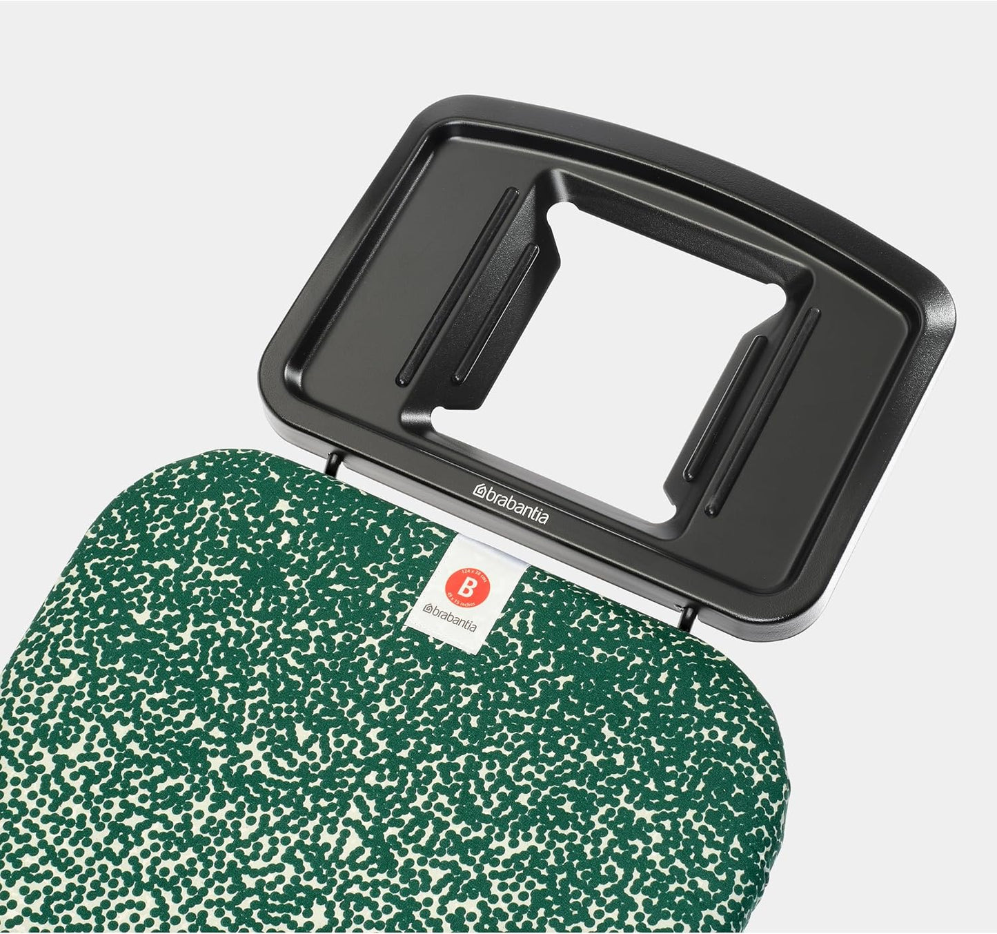 Brabantia - Ironing Board B – Solid Steam Iron Rest – Adjustable Height – Non-Slip Rubber Feet – 100% Fairtrade Cotton Cover with Foam Padding – Foldable – New Dawn – Size B (49 x 15 in)