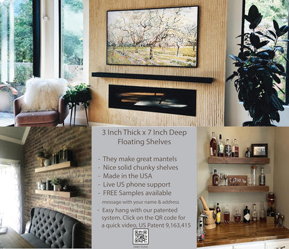 joelsantiques 30 Inch Floating Shelves for Wall - 30x6x2 in - Unfinished Wood Shelf Design, Wooden Wall Shelves for Bedroom, Bathroom, Kitchen and Living Room - Display and Store Your Décor at Home