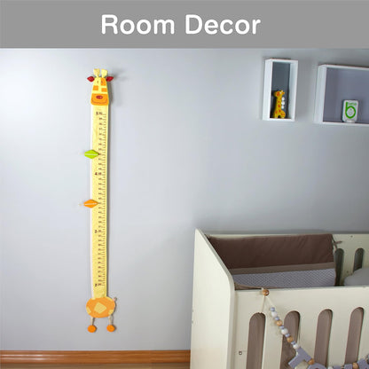 Wood and Fabric Wall Growth Chart, Height Measurement, Scale, Ruler for Kids (Giraffe)