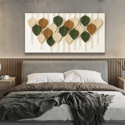 Boho Wall Art Chic Home Wall Art Modern Multicolor Leaves Feather Canvas Wall Art Decor For Living Room Bedroom Apartment Kitchen 24"W X 48"L Ready To Hanging
