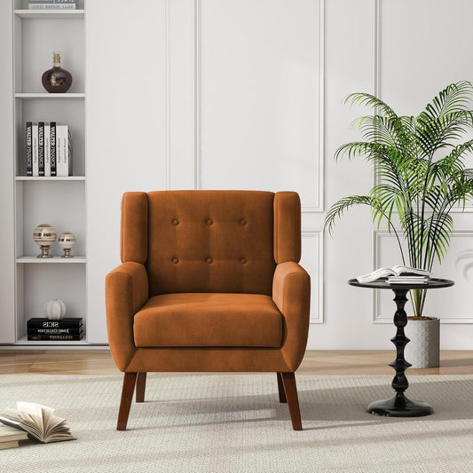 UIXE Accent Chair, Velvet Upholstered Armchair for Living Room, Modern Club Arm Chairs Comfy Single