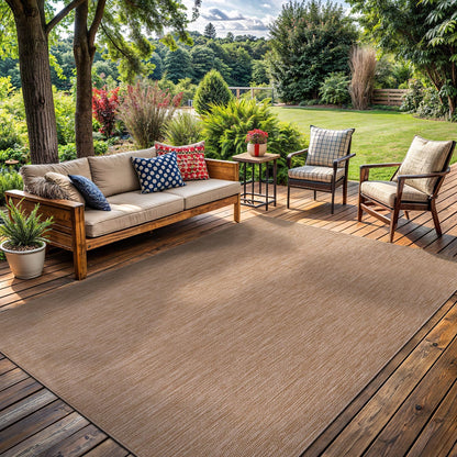 Washable Indoor Outdoor Rug 8x10 Weather Resistant Area Rugs Modern Solid Jute Rug for Porch Deck Balcony Backyard Patio Outside Carpet (8 X 10 Jute Beige)