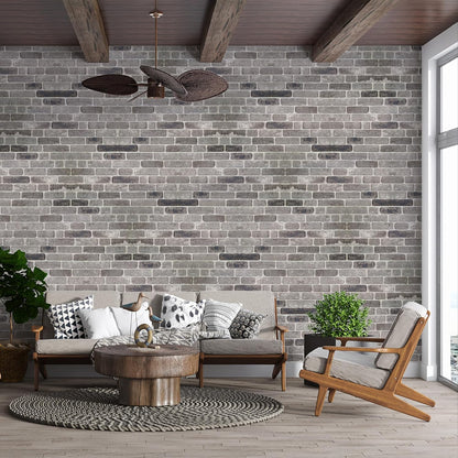 IZODEKOR 3D Wall Panels Brick Effect - Cladding, Stone Look, Styrofoam Facing for Living Room, Kitchen, Bathroom, Balcony, Bedroom, Back of Counter | Path of Gray (3 x Panels) - Covers 53 sq ft