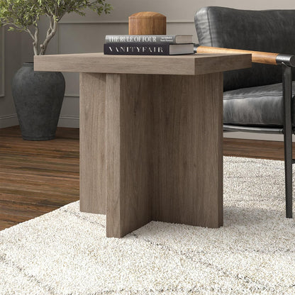 Henn&Hart 22" Wide Square Side Table in Weathered Gray, for Home, Living Room, Bedroom, Entertainment Room, Office