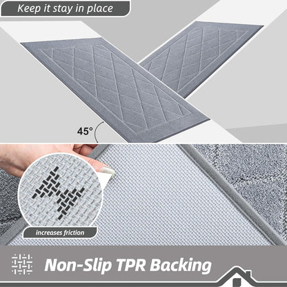 BEQHAUSE Dirt Trapper Door Mat 20" x 32", Doormat Non-Slip Entryway Rugs Washable, Dog Door Mat Stain Resistant and Absorbent Welcome Floor Mat for Front Back Door, Muddy Wet Shoes & Paws, Grey