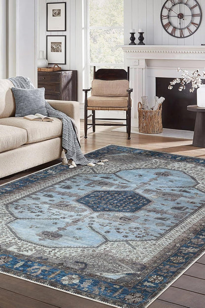 Keen Home Design 3x5 Rug - Machine Washable Entry Rug with Non-Slip Backing, Ideal for Enteryway, Kitchen, Bathroom, Laundry Room - Vintage, Easy Clean, Durable, Low Pile Rug - (3' x 5')