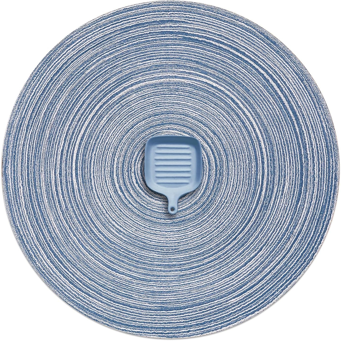 AHHFSMEI Round Braided Placemats Set of 6 Round Table Mats for Dining Tables Natural Woven Heat Resistant Place mats 15 Inch (Teal)