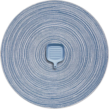 AHHFSMEI Round Braided Placemats Set of 6 Round Table Mats for Dining Tables Natural Woven Heat Resistant Place mats 15 Inch (Teal)