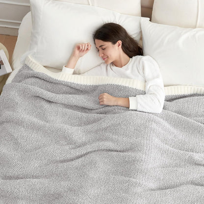 Snuggle Sac Oversized Grey Throw Blankets Twin Size,Super Soft Warm Blankets Cozy Knit Fuzzy Throw Blankets for Sofa, Bed, Heather Grey, 60x80 inches