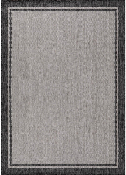 CAMILSON Indoor Outdoor Rug, 6x9 Bordered Gray Modern Area Rugs for Indoor and Outdoor Patios, Kitchen and Hallway Mats, Washable Porch Deck Outside Carpet (Bordered Grey, 6 x 9)